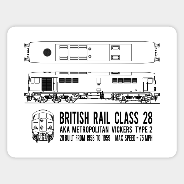 British rail class 28 metro vick type 2 locomotive train blueprint